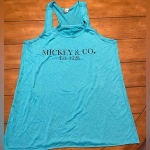 Mickey & Co turquoise & black racerback tank top size large.